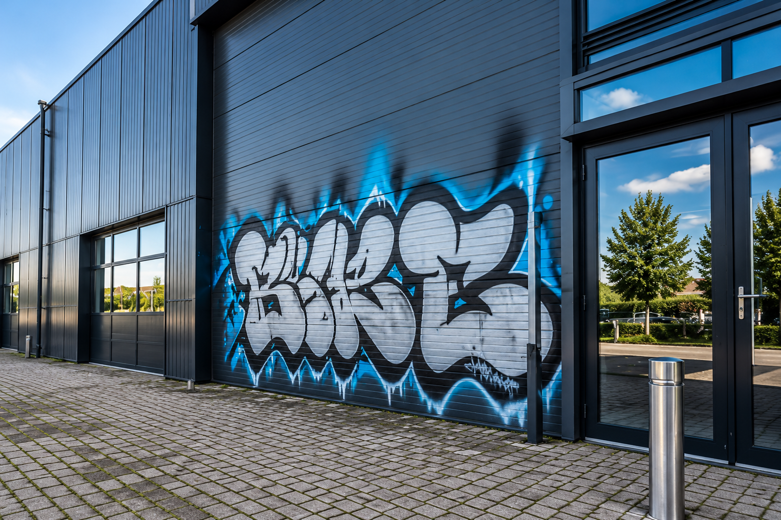 Graffiti verwijderen bedrijfspand